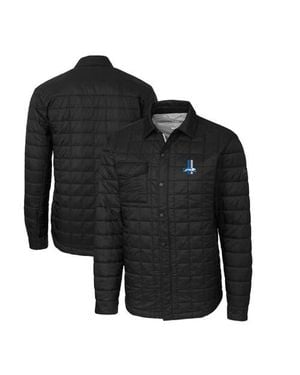Cutter & Buck Detroit Lions Throwback Logo Rainier Primaloft Eco Insulated Quilted Button-Up Shacket - Black