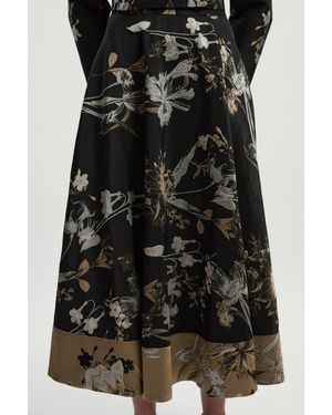Karen Millen Floral Jacquard Tailored Full Midi Skirt - Black