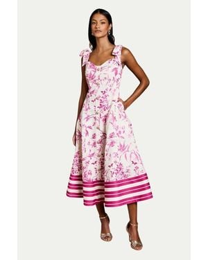 Coast Paneled Fit And Flare Midi Dress - Red
