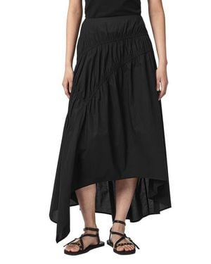 AllSaints Nuria Ruched High-Low Midi Skirt - Black