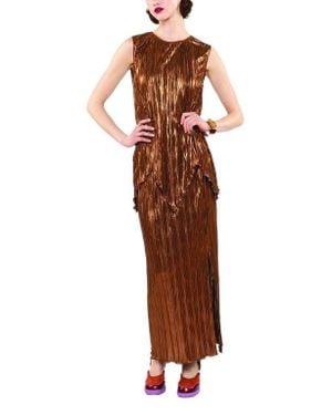 Anna Sui Fortuny Pleats Sleeveless Top - Natural