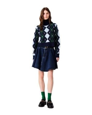 Maje Argyle Sweater With Rhinestones - Blue