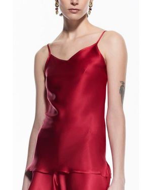 Mers Silk Luna Silk Halter Top Luxury Silk Pajama Top Lightweight Lounge Fit - Red