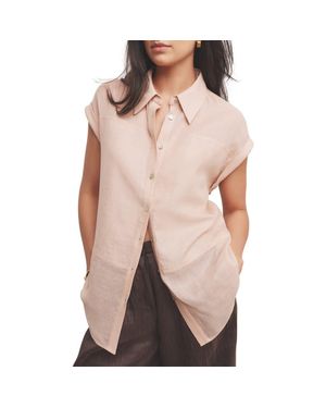 Mint Velvet Linen Blend Panel Shirt - Pink