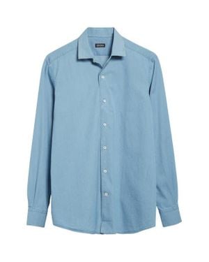 ZEGNA Denim Button-Up Shirt - Blue