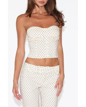 Tiger Mist Kittie Ruffle Strapless Crop Top - White
