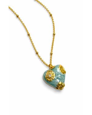 LA MENO Heart Pendant Necklace - Metallic