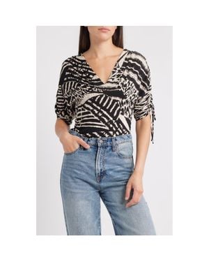 Loveappella Animal Print Empire Waist Jersey Top - Black