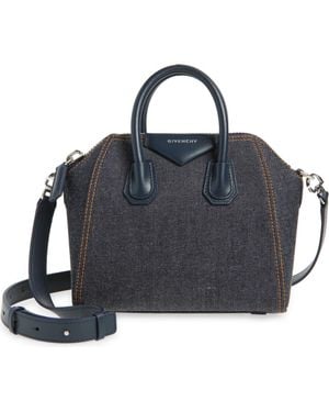 Givenchy Mini Antigona Denim & Leather Satchel - Black