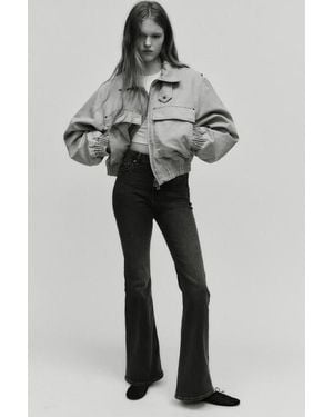 H&M Flared High Waist Jeans - Gray