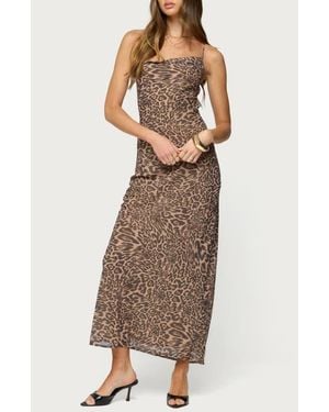 Edikted Ayanah Print Maxi Dress - Brown