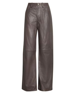 STAUD Gus Leather Pants - Brown