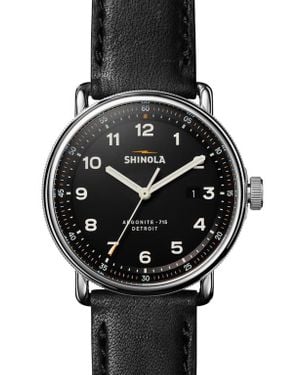Shinola The Canfield Leather Strap Watch, 43Mm - Black