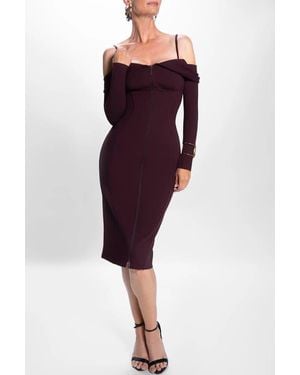 TA3 Mega Sculpting Off-The-Shoulder Long Sleeve Midi Dress - Purple