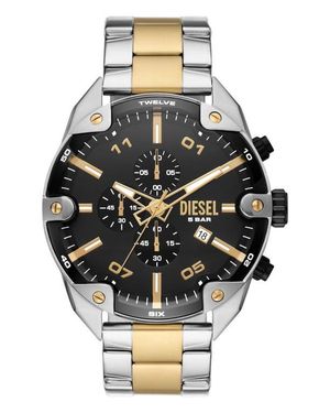 DIESEL Spiked Two-Tone Bracelet Chronograph Watch, 49Mm - Black