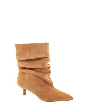 BCBGMAXAZRIA Dalles Kitten Heel Pointed Toe Scrunch Bootie - Brown