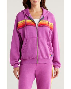 Aviator Nation 5-Stripe Zip Hoodie - Pink