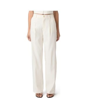 PAIGE Westin Pleated Straight Leg Pants - White