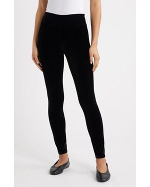 Hue High Waist Velvet Leggings - Black