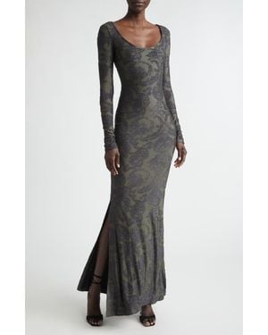 Etro Chenille Jacquard Knit Trumpet Dress - Black