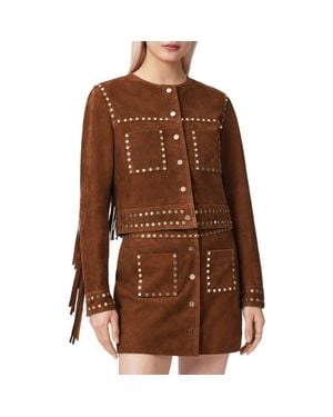 AllSaints Alice Fringe Suede Western Jacket - Brown