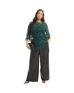 June + Vie Allover Lace Top - Green
