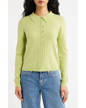 Damson Madder Voula Cable Polo Cardigan - Green