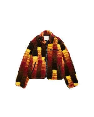 vowels Jacquarded Fleece Jacket - Red