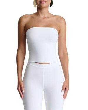 Naked Wardrobe Smooth Crop Tube Top - White