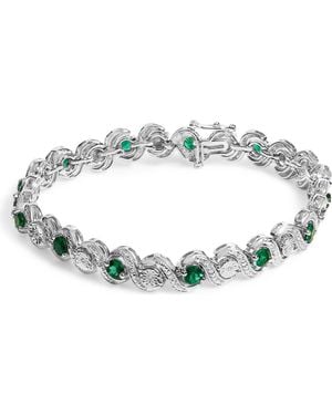 Haus of Brilliance 925 Sterling Created Emerald And Diamond Twist S Link Bracelet - Blue