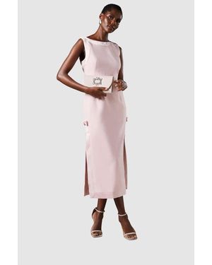 Coast Bow Detail Round Neck Midaxi Dress - Pink