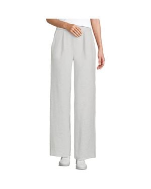 Lands' End Knit High Rise Pleated Wide Leg Pants - Gray