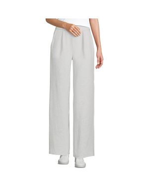 Lands' End Knit High Rise Pleated Wide Leg Pants - Gray