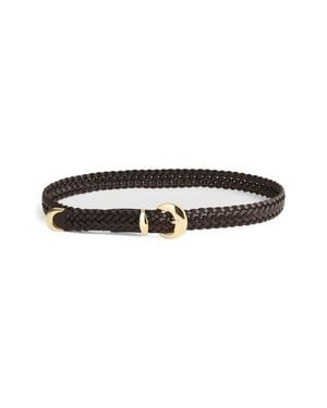 Madewell Domed Buckle Woven Leather Wide Belt - Black