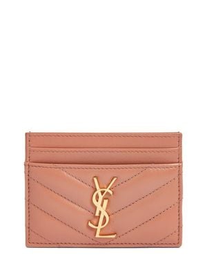 Saint Laurent Cassandra Matelassé Leather Card Case - Orange