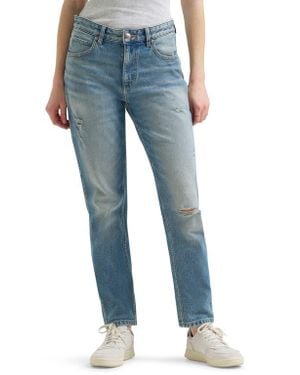Lee Jeans Rider Ripped Slim Straight Leg Jeans - Blue