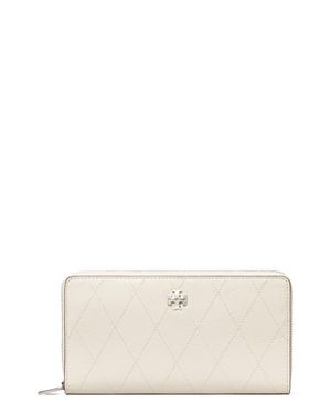 Tory Burch Charlie Leather Continental Zip Wallet - Natural