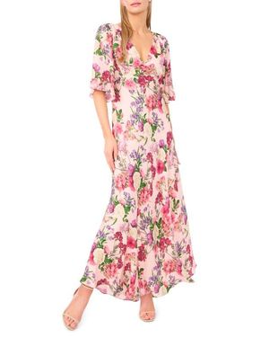 Ted Baker Briar Floral Flutter Sleeve Midi Dress - White