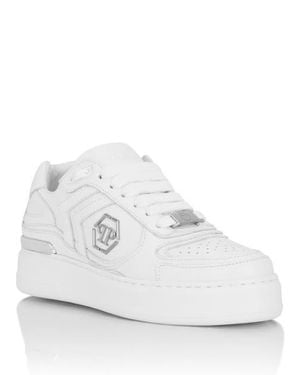 Philipp Plein Low-Top Pit-$Top Deer Leather - White