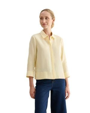 Hobbs Nita 3/4 Sleeve Button Up Linen Shirt - Natural