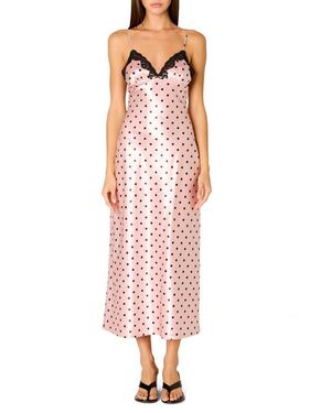 Nia Jasmine Sleeveless Satin Midi Dress - Pink