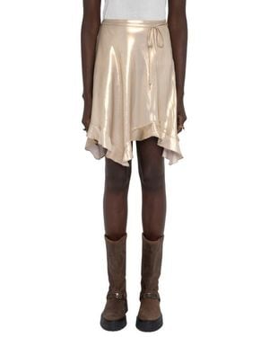 Zadig & Voltaire Jetos Asymmetric Metallic Satin Skirt - Natural