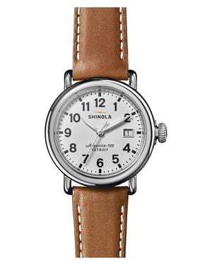 Shinola Runwell Leather Strap Watch, 36Mm - Gray