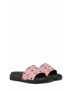 MCM Visetos Slide Sandals - White