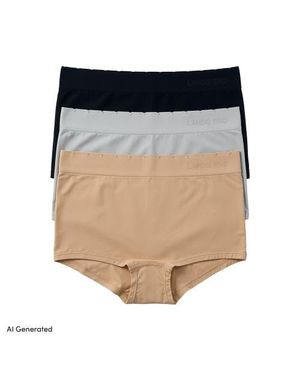 Lands' End Mid Rise Boyshort Soft Fit Seamless 3 Pack Panties - Multicolor