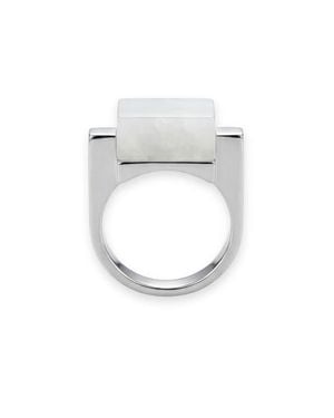 seree Year Of The Horse Hanbai Jade Saddle Ring - White