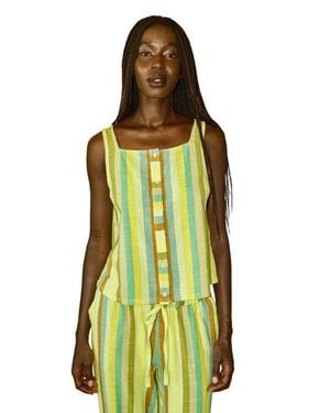 Ace & Jig Anu Button-Up Square Neck Tank Top - Green