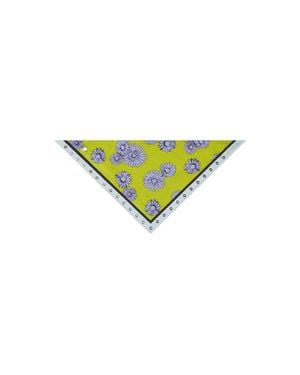 Lanvin Triangle Silk Scarf With Marguerite Motifs - Yellow
