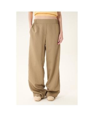 DELUC Santorini Stripe Wide Leg Pants - Natural