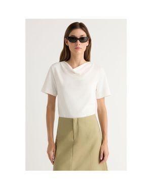 MODERN CITIZEN Kendra Organic Cotton Cowl-Neck Tee - White